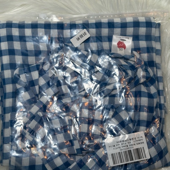 Women's Buenos Ninos Blue & White Gingham Jumpsuit Size XXL - Picture 7 of 7
